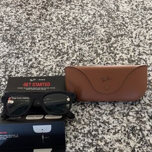 Ray-Ban Brown Leather Glasses Case with Black Glasses
